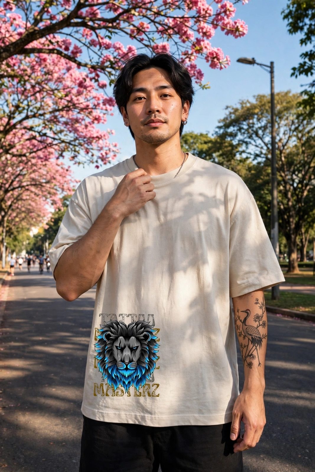 Camiseta Oversized Heavy LionZ — Off-White, vista 3