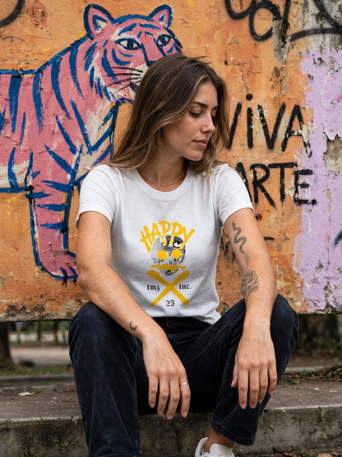 Baby Look SmileZ — Branca, vista 3