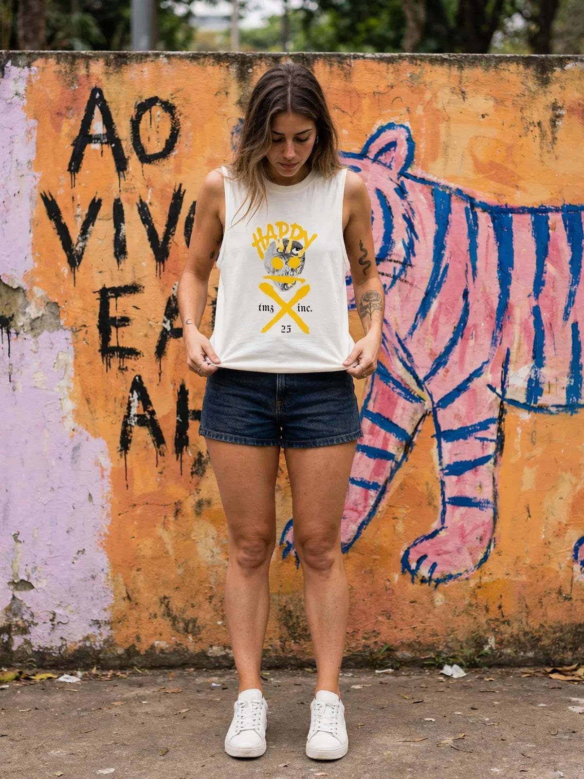 Tank Top SmileZ — Off-White, vista 3