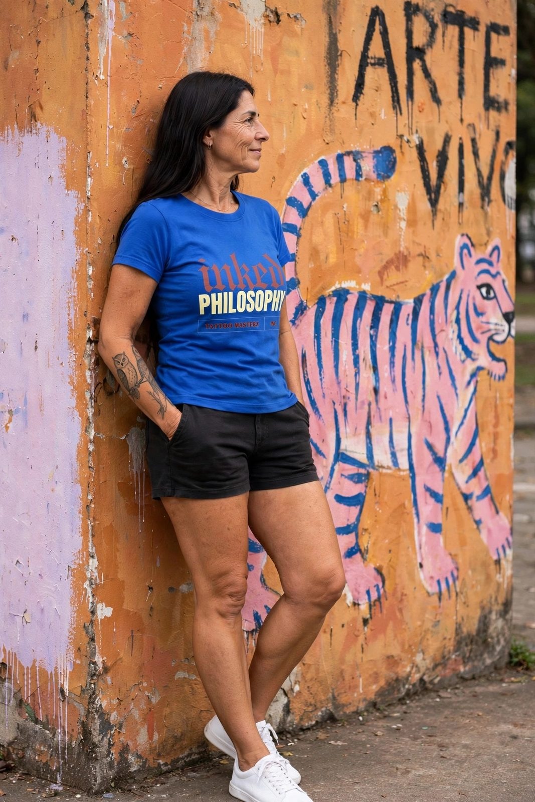 Baby Look Inked Philosophy — Azul Royal, vista 12