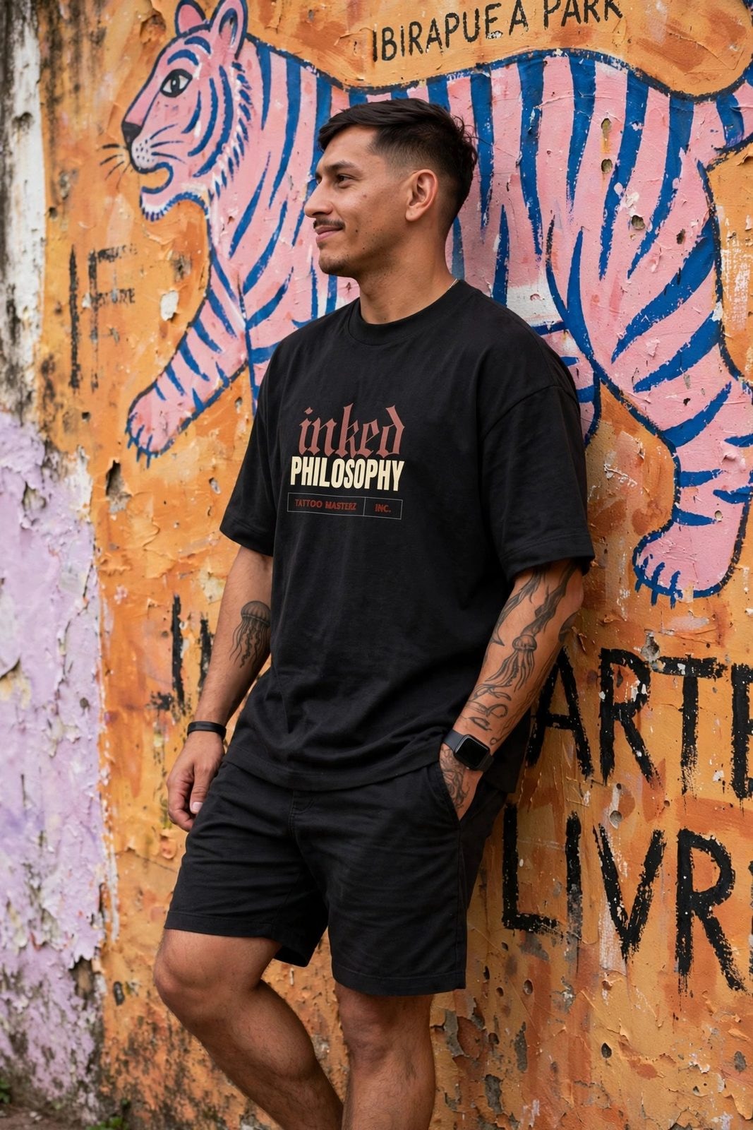 Camiseta Oversized Heavy Inked Philosophy — Preta, vista 1