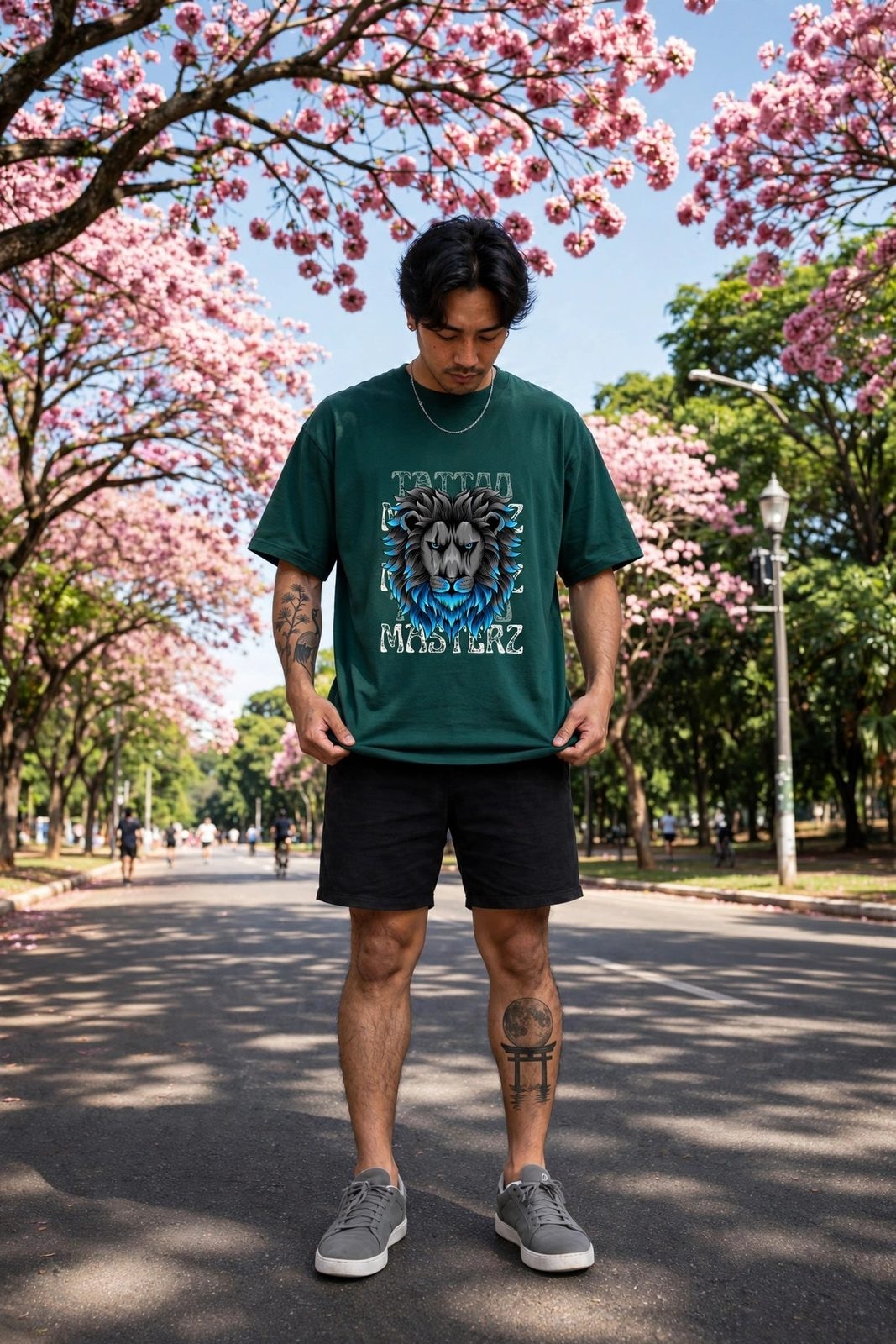 Camiseta Oversized LionZ — Verde Militar, vista 5