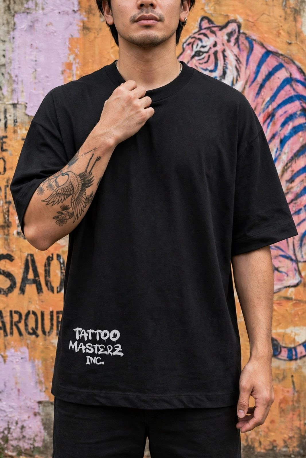 Camiseta Oversized Heavy TagZ — Preta, vista 1