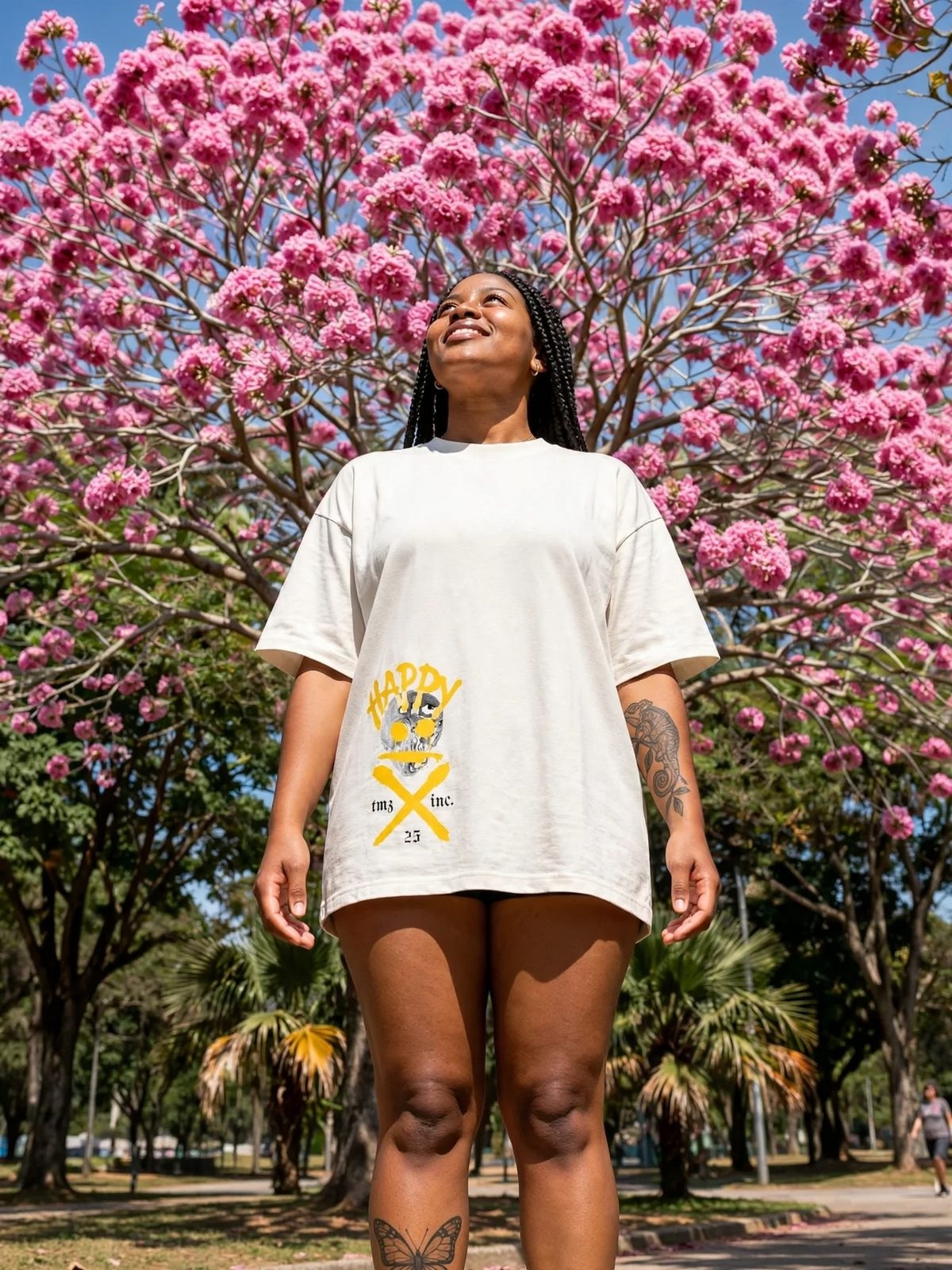 Camiseta Oversized SmileZ — Off-White, vista 3