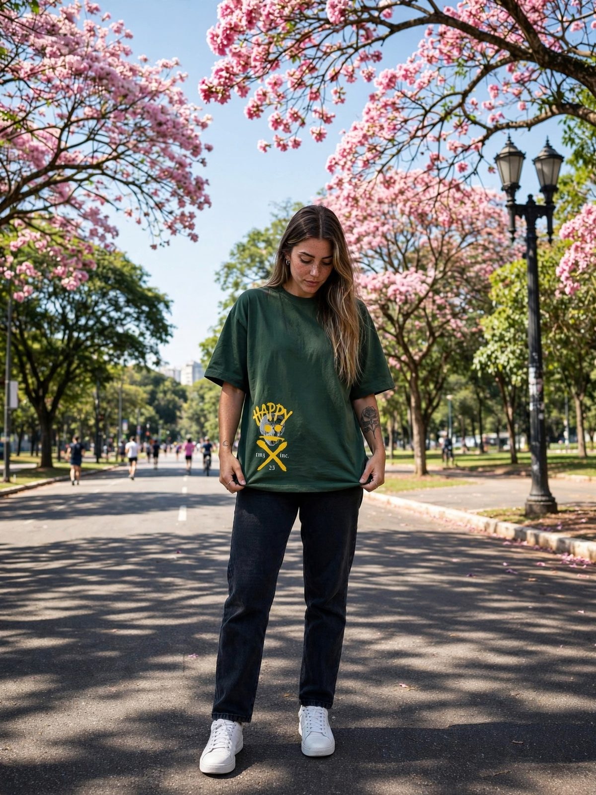 Camiseta Oversized SmileZ — Verde Militar, vista 5