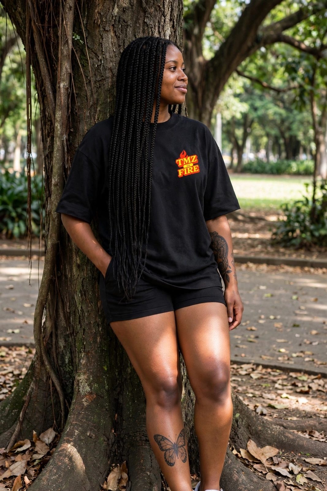 Camiseta Oversized Heavy TMZ Fire — Preta, vista 1