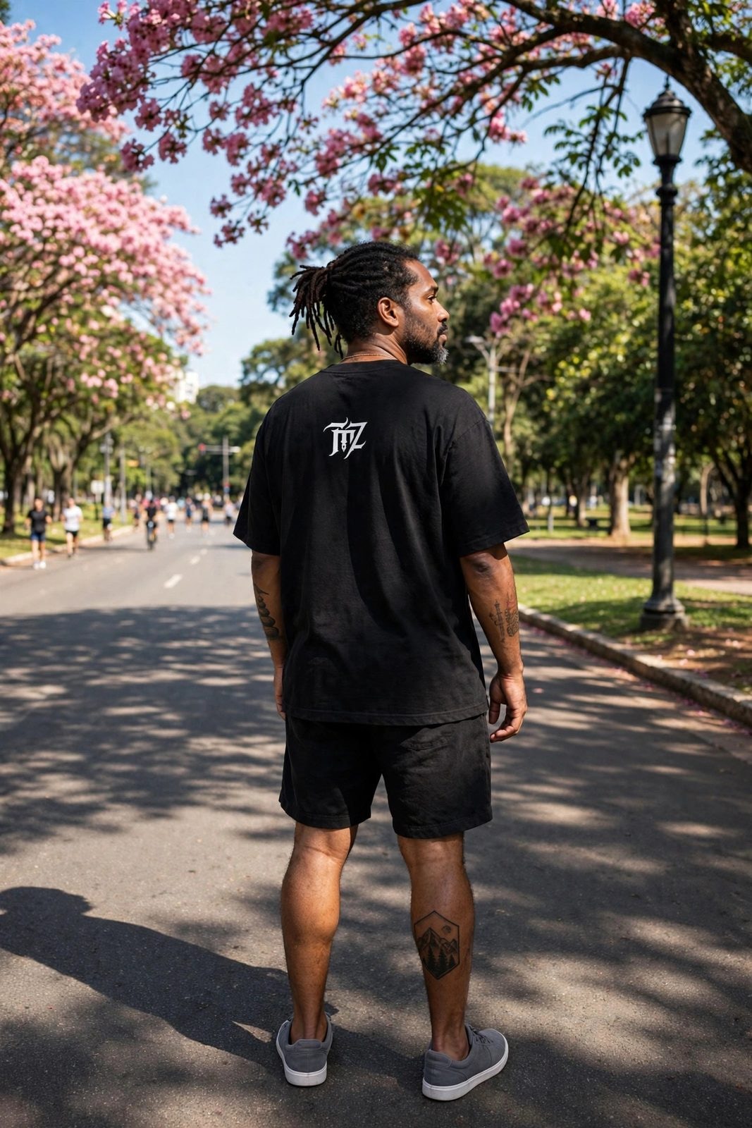 Camiseta Oversized TMZ Fire — Preta, vista 2
