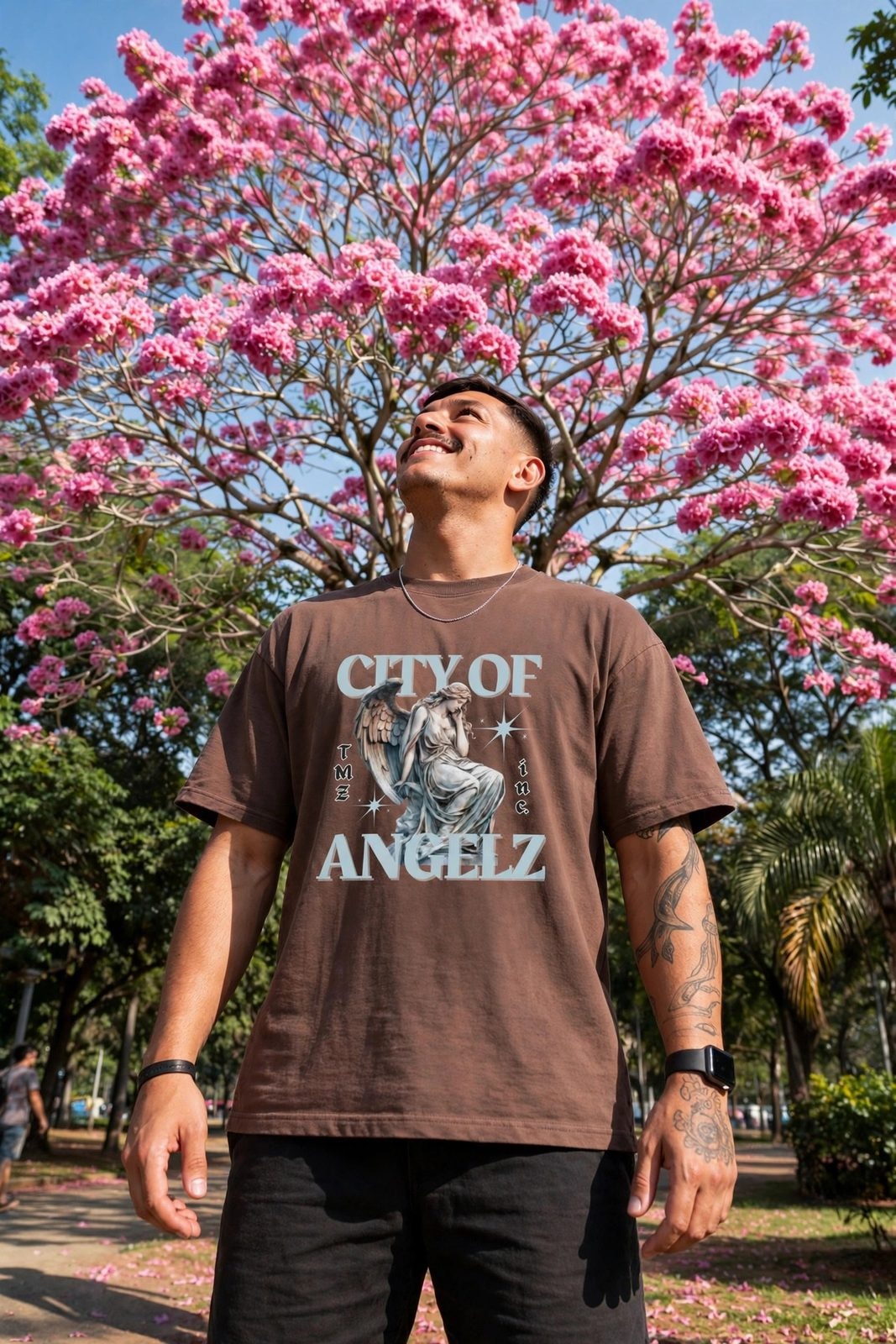 Camiseta Oversized City of AngelZ — Marrom, vista 4
