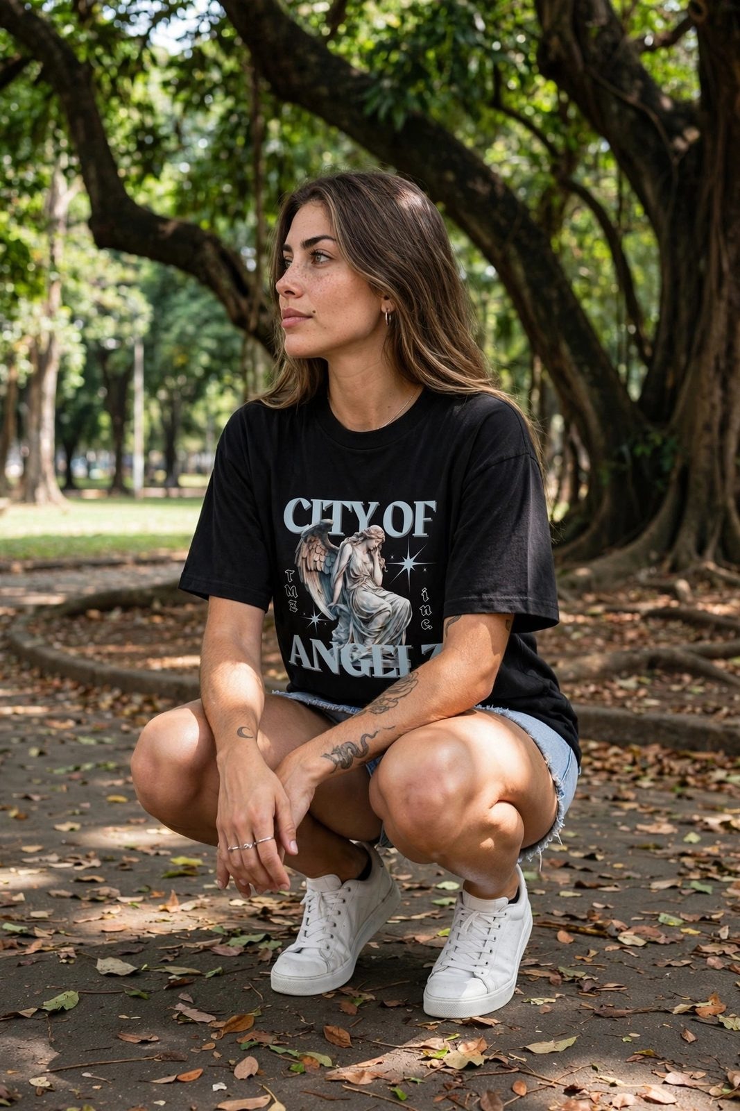 Camiseta Oversized City of AngelZ — Preta, vista 1