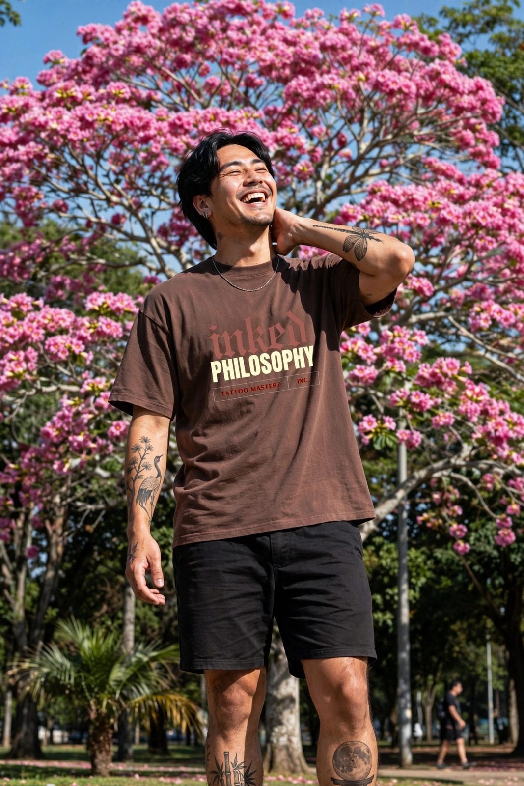 Camiseta Oversized Inked Philosophy — Marrom, vista 4